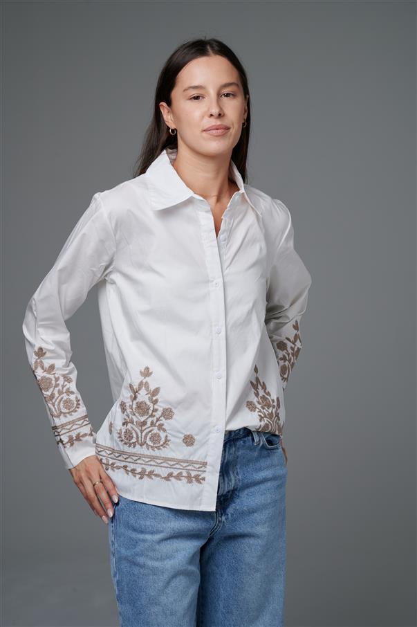Camisa Vizantina Poplin Bordada